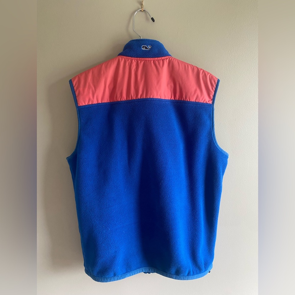 Vineyard Vines Vest Martha’s Vineyard Mens Medium Blue Pink Fleece Outdoor Golf - Picture 8 of 9